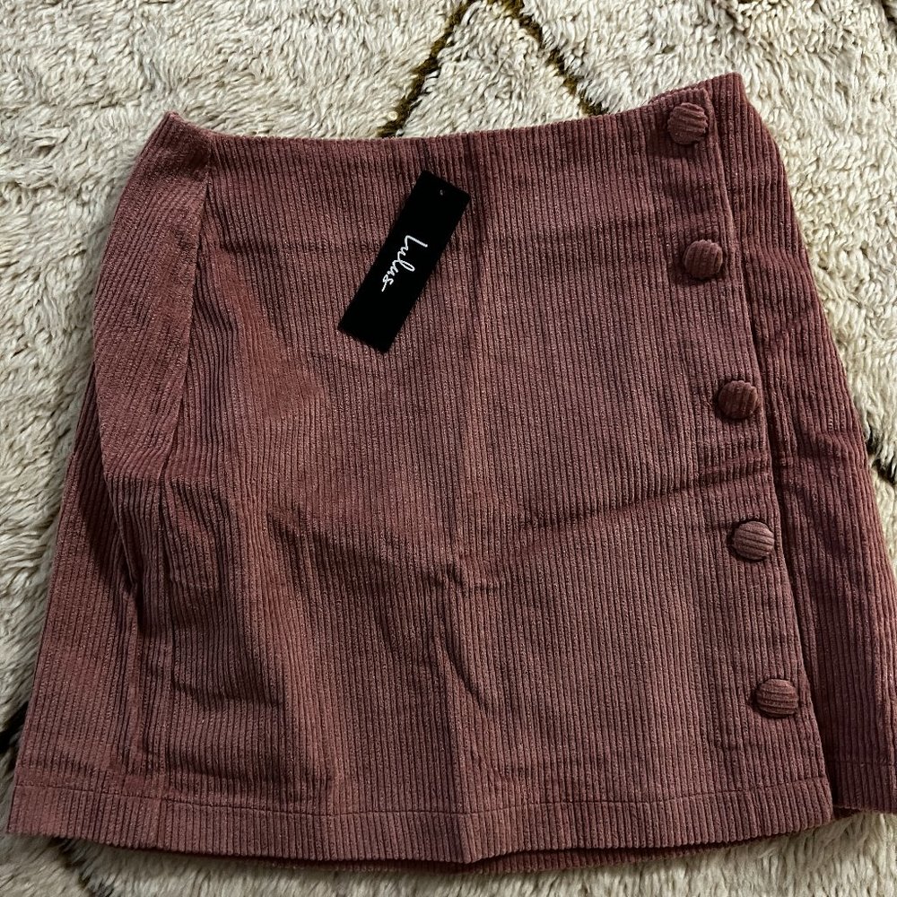 LuLu's Corduroy Pink Button Up Mini Skirt